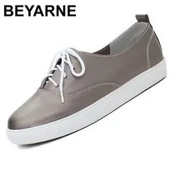 BEYARNENew для отдыха из натуральной кожи бархатные Кроссовки Скейт обувь женская обувь на плоской подошве Балетки на шнуровке в сдержанном