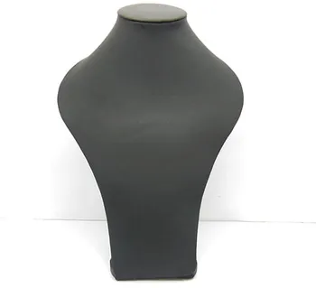 

Free Shipping 1Piece Black Leatherette Necklace Display Bust Stand 26cm High