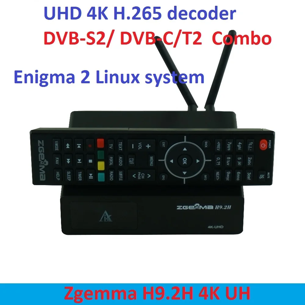 Новейший UHD 4K ZGEMMA H9.2H DVB-S2/DVB-C/T2 H.265 Enigma2 Linux 4,1 Система DVB Декодер приемник с ультра-быстрым четырехъядерным процессором