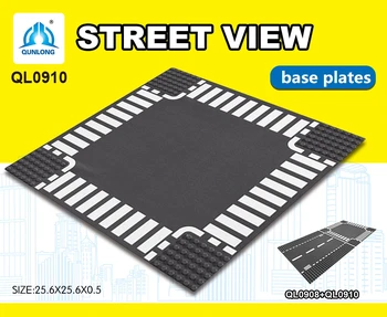 

City Road Street Baseplate Straight Crossroad Curve T-Junction Building Blocks 7280 7281 Base Plate compatible City