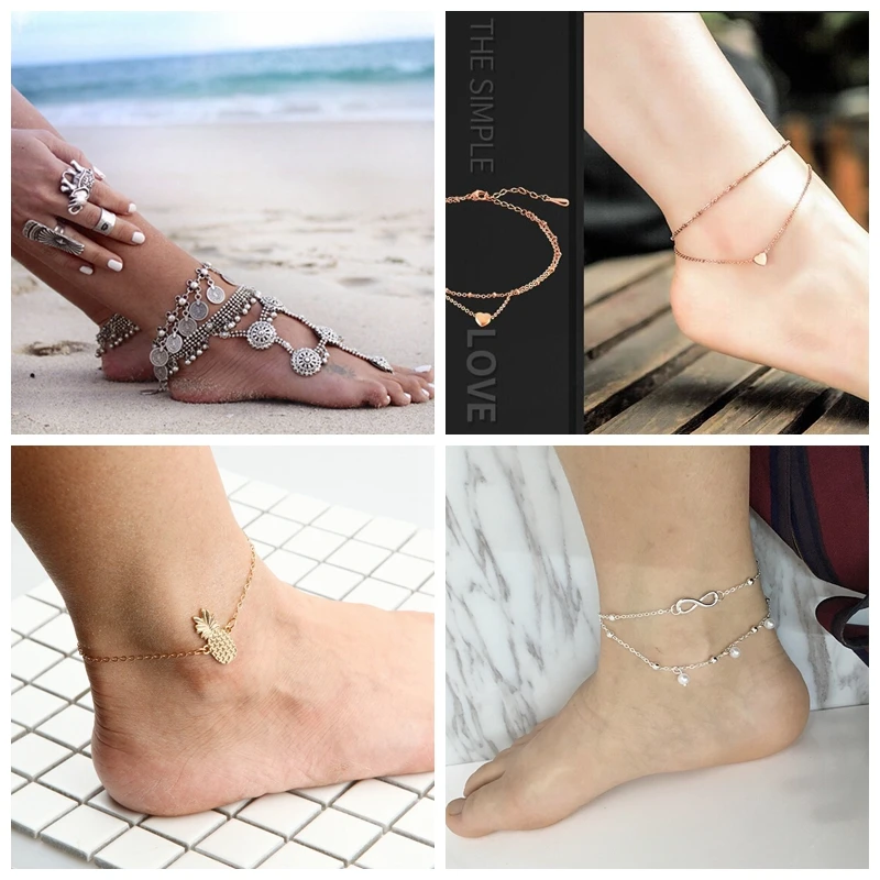 

Anklet Stretch Anklets Women Boho Crystal Bracelet Cheville Barefoot Sandals Pulseras Tobilleras Mujer Foot Jewelry 2019