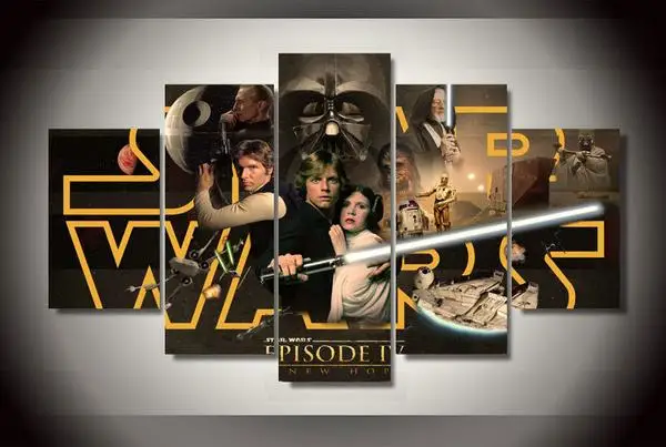 5 Panel HD Printed Star Wars IV Posters Home Decor Wall Art Painting