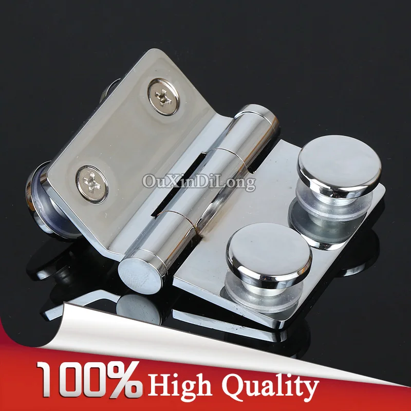 High Quality 4PCS/lot Brass Frameless Shower Door Hinges Bathroom Shelf