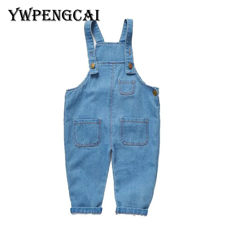 

Back Big Pocket Unisex Kids Denim Overalls 1-5 Years Spring Autumn Baby Boy Clothes Solid Colors Boys Overalls Girls Jumpsuit