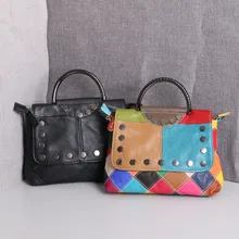 Caerlif Women Handbags Shoulder Crossbody Bags Genuine Leather Bags for women Bolsas women messenger bags colorful Splice bag