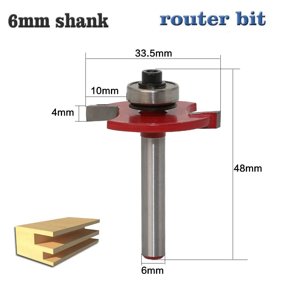 

1pc 6mm Shank "T" Type Biscuit Jointing&Slotting Cutter T Slot Joint Wood Router Bit With Bearing Milling Cutters For Wood