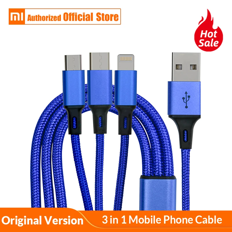 Original USB Cable For iPhone X 8 7 6 3 in 1 Type C / Micro USB