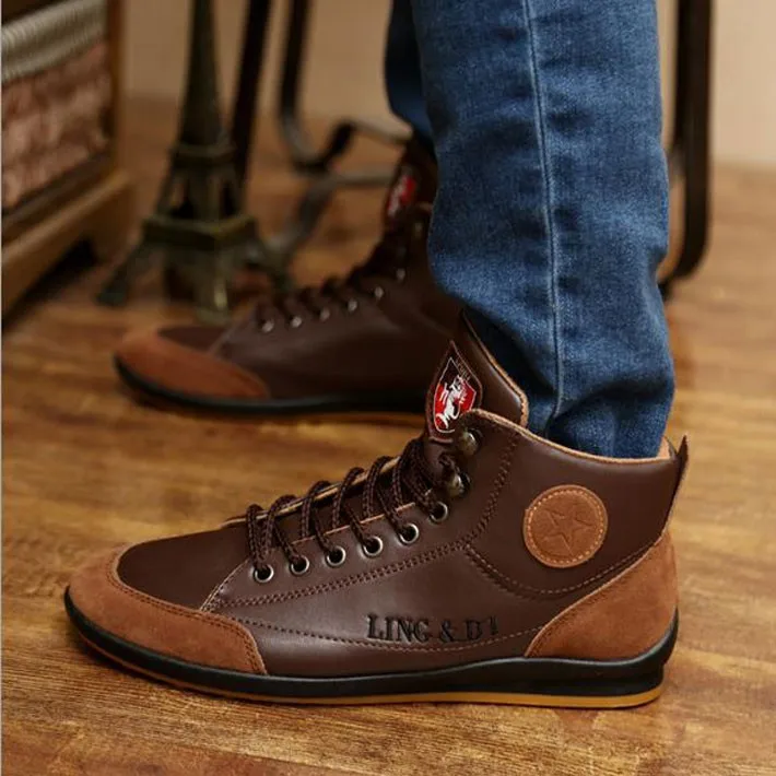 Men Boots 2016 New Arrival Mens Fashion Splicing Easy Match PU Leather ...