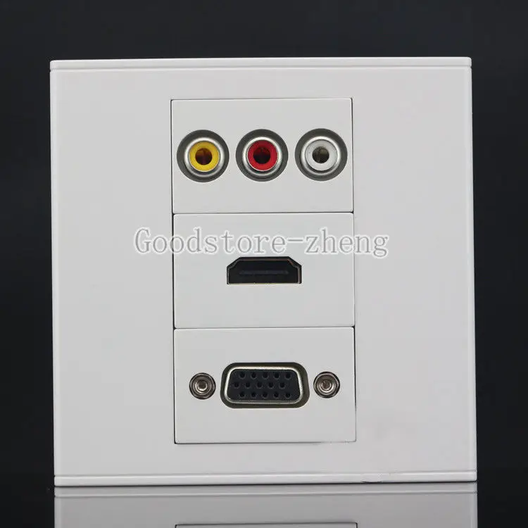 Wall Face Plate 3RCA AV + HDMI + VGA Coax Coaxial Assorted Panel
