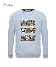 Hoffen mens sweatshirts hoodies o neck letter print warm fleece men’s pullover solid color casual harajuku outwear sweatshirt