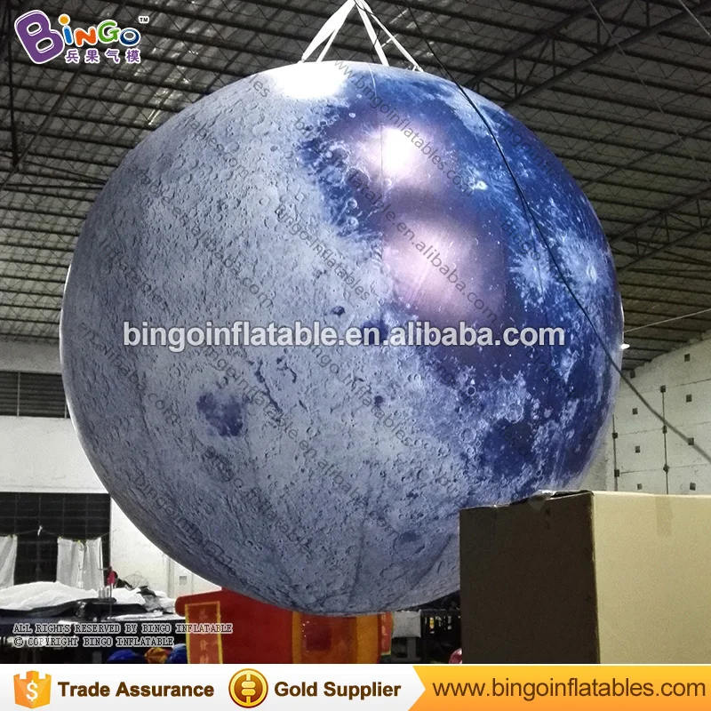 2.5M diameters LED lighting inflatable moon ball promotional hanging decoration blow up balloon type moon replica toys