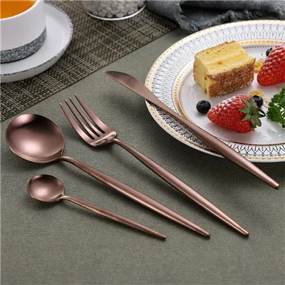 Высококачественный набор посуды из нержавеющей стали 304 в западном стиле, Высококачественная вилка, нож, десертная посуда, кухонная посуда - Цвет: 4PCS Rose gold