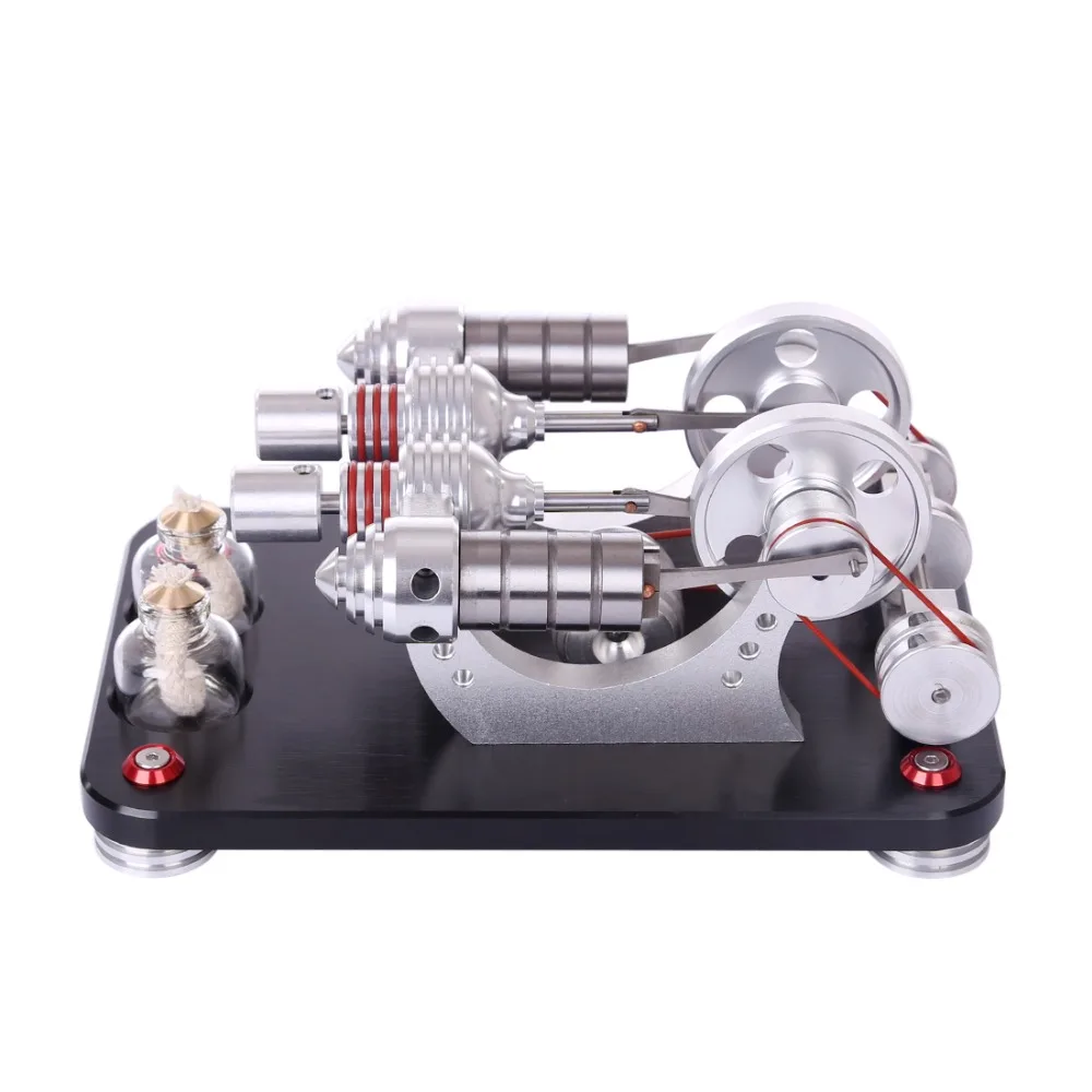 Metal 2-cylinder Parallel Bootable Stirling Engine Model Micro External Combustion Engine Model Early Education Toy For Children Metal 2-cylinder Parallel Bootable Stirling Engine Model Micro External Combustion Engine Model Early Education Toy For Children