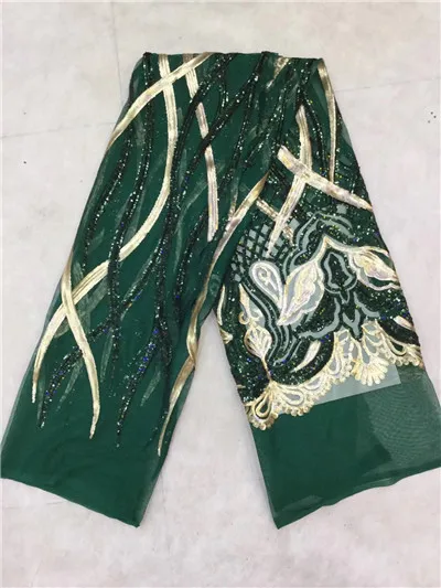 

New arrival african sequins lace fabric high quality 2018 sequins net lace fabric for party