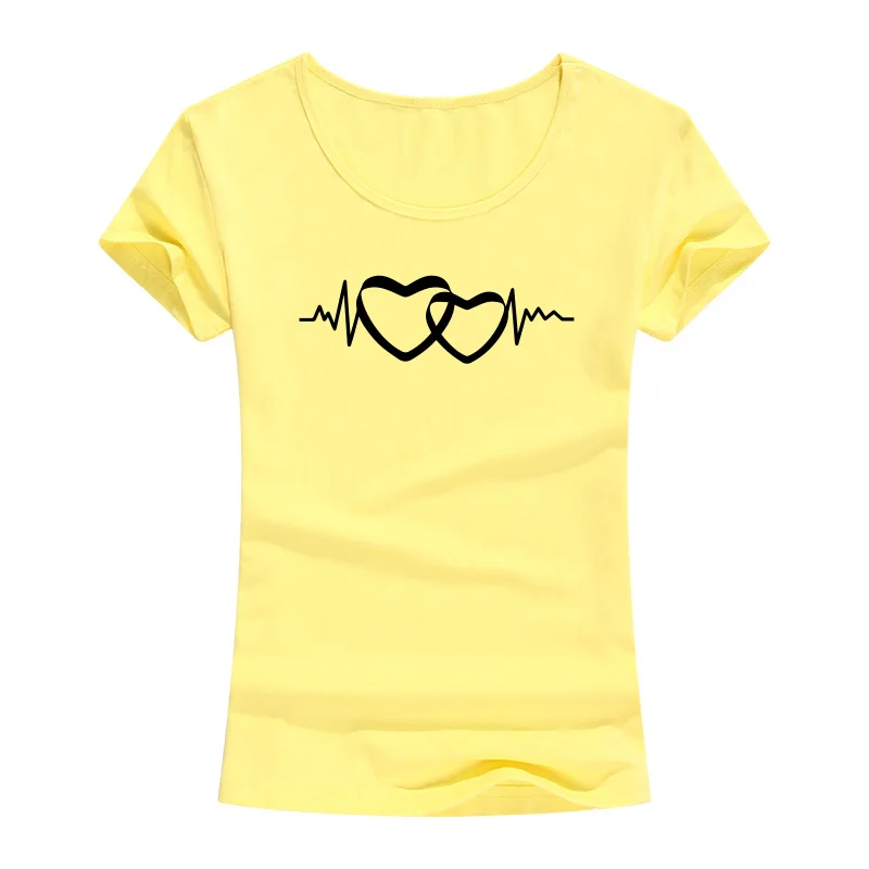 Love Heartbeat T-shirts Women Summer Casual Short Sleeve Cotton T Shirt Harajuku Funny Female Tops Tee Camiseta Femenina Love Heartbeat T-shirts Women Summer Casual Short Sleeve Cotton T Shirt Harajuku Funny Female Tops Tee Camiseta Femenina