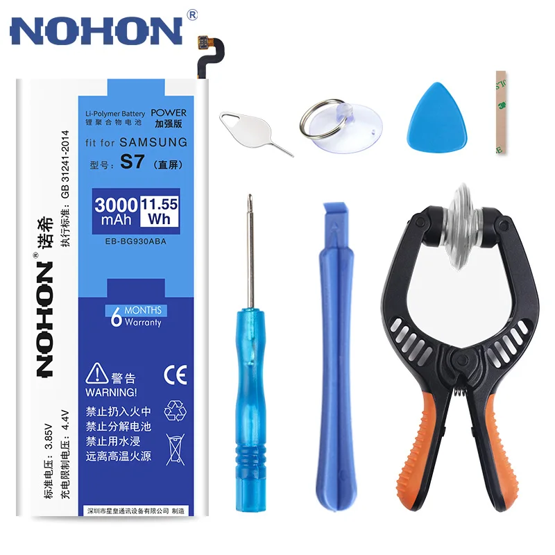 

Original NOHON Battery EB-BG930ABA For Samsung Galaxy S7 G9300 SM-G930 G930F G930 3000mAh Replacement Phone Battery Free Tools