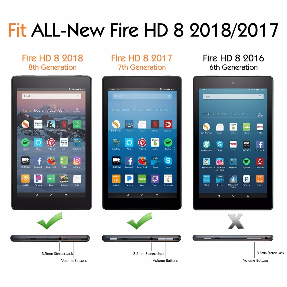 8th Gen 2018 //7th Gen 2017 3-Pack Ultra-Clear Screen Protector for Fire HD 8