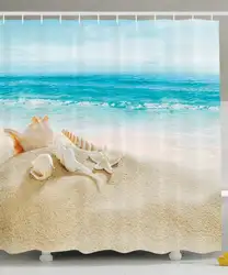 Океан Декор Коллекция, морская звезда Морской море пляж картина принт, Ванная комната набор для душа Шторы с крючками