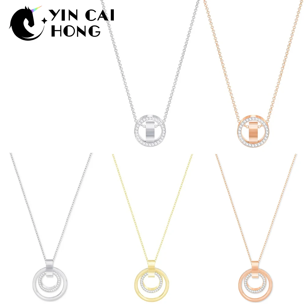 

YCH HOLLOW Time To Run Necklace Modern Female Inlaid Zirconium Round Clavicle Chain Jewelry Easy To Create Modern Fashion Rose