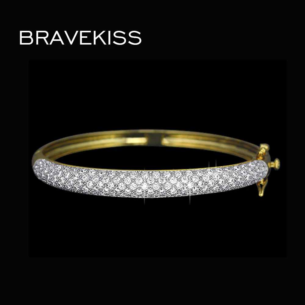 BRAVEKISS Роскошные pave CZ камень манжеты браслеты для женщин pulseiras bijoux femme bisuteria bileklik bayan ювелирные изделия BUB0039C