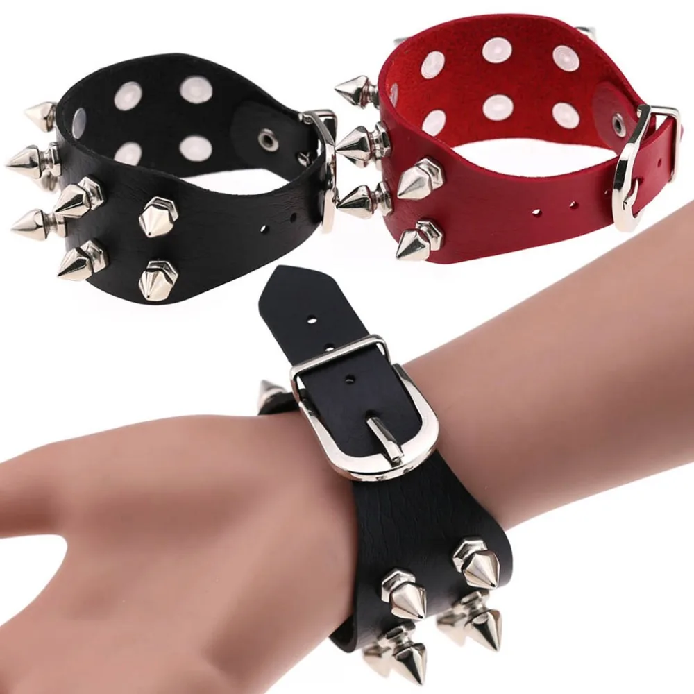 

Unique Cuspidal Spikes Rivet Stud Wide Cuff Leather Punk Gothic Rock Unisex Bangle Bracelet Woman Men Jewelry