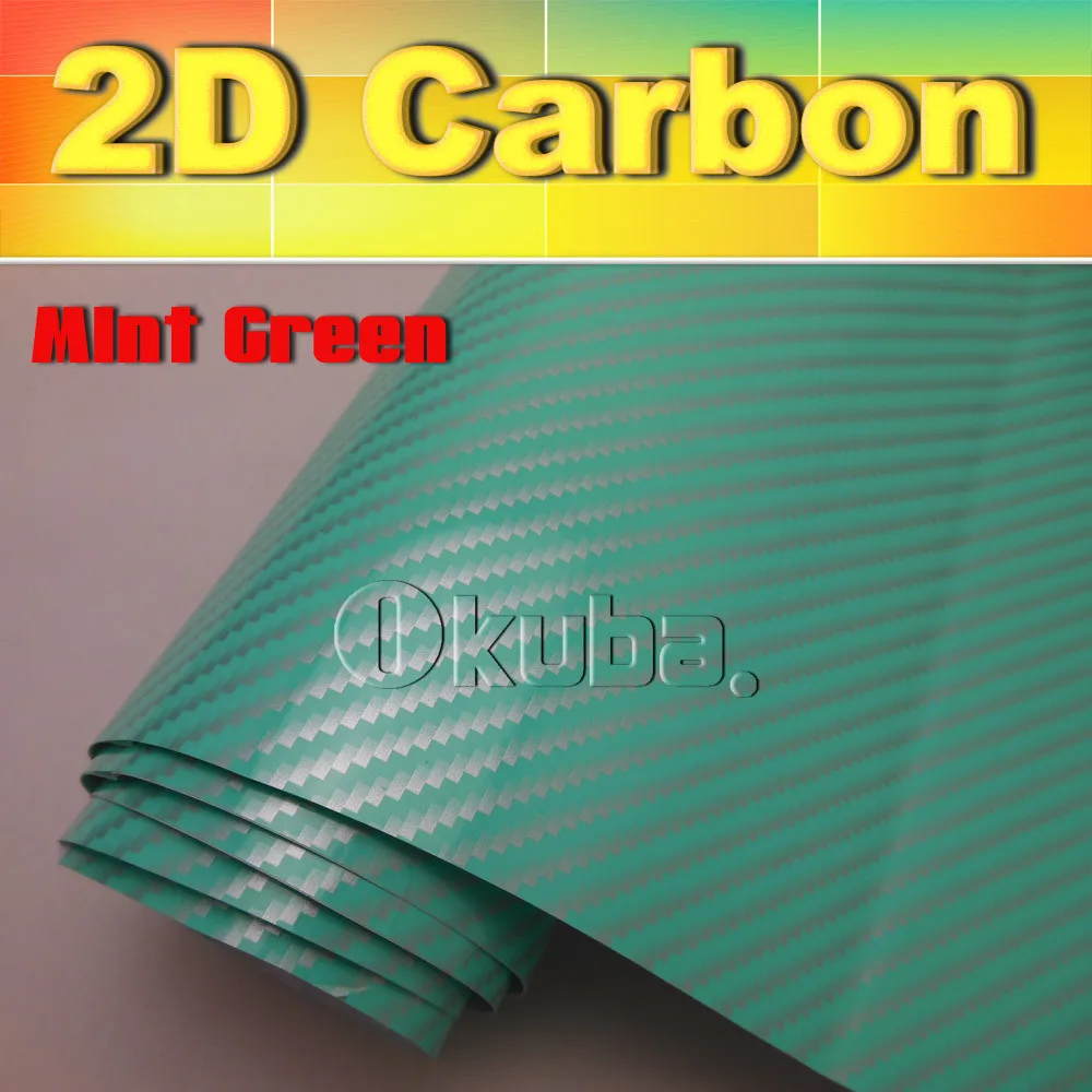 

Mint Green 2D Carbon Fiber Car Vinyl Wrap Self-adhesive with Air Drains Size: 1.52x30M