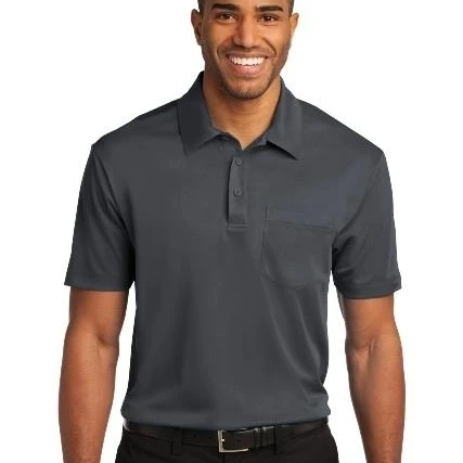 Port Authority K540P Mens Silk Touch Performance Pocket Polo T-Shirt Steel Grey - Extra Large (1)