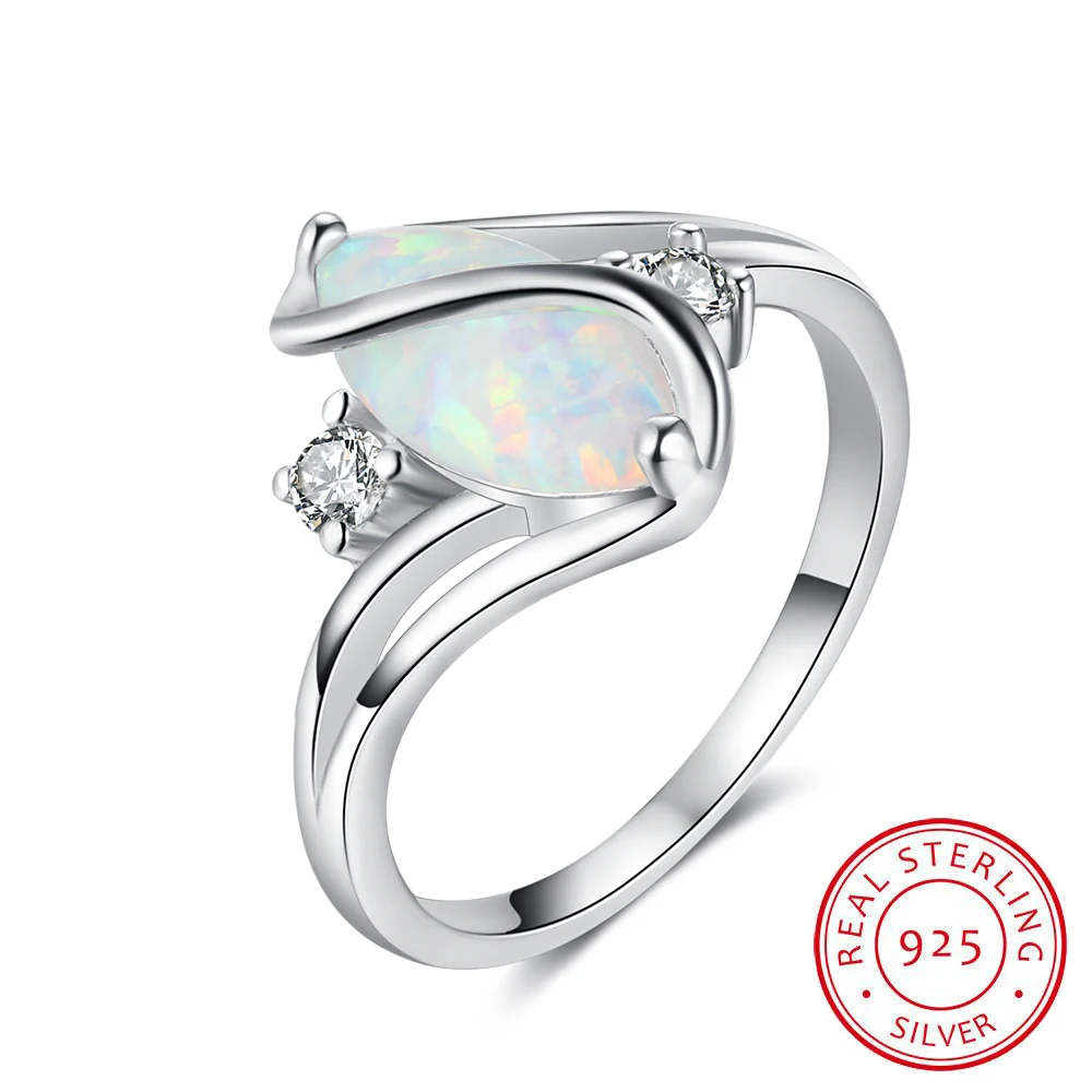 

White Fire Opal 925 Sterling Silver Women Fashion Opal Ring