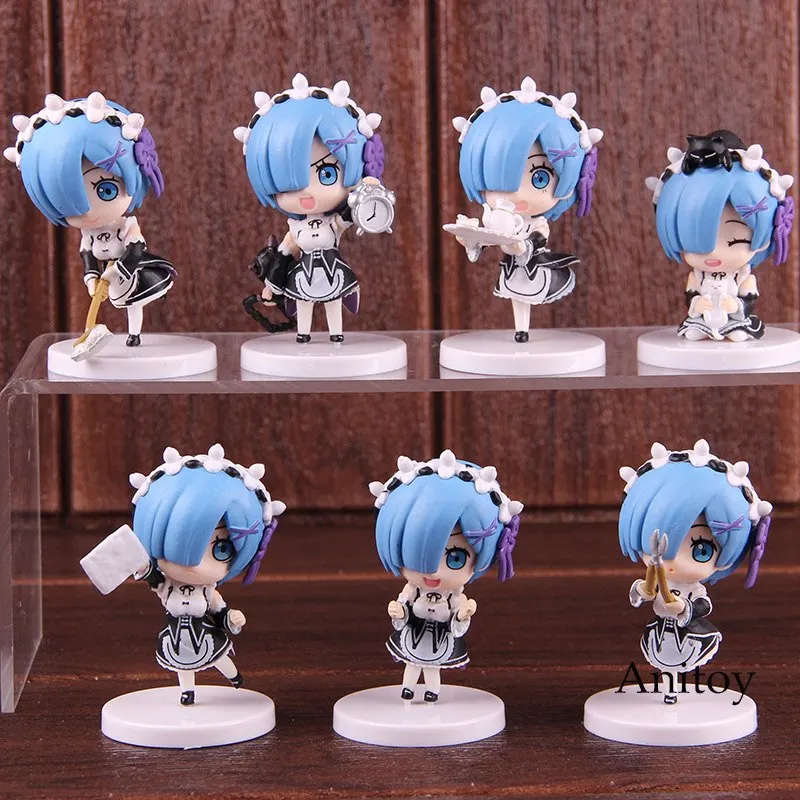 

Re:Life in a Different World from Zero ReZero Rem Action Figure Q Version PVC Toys for Girls 7pcs/set