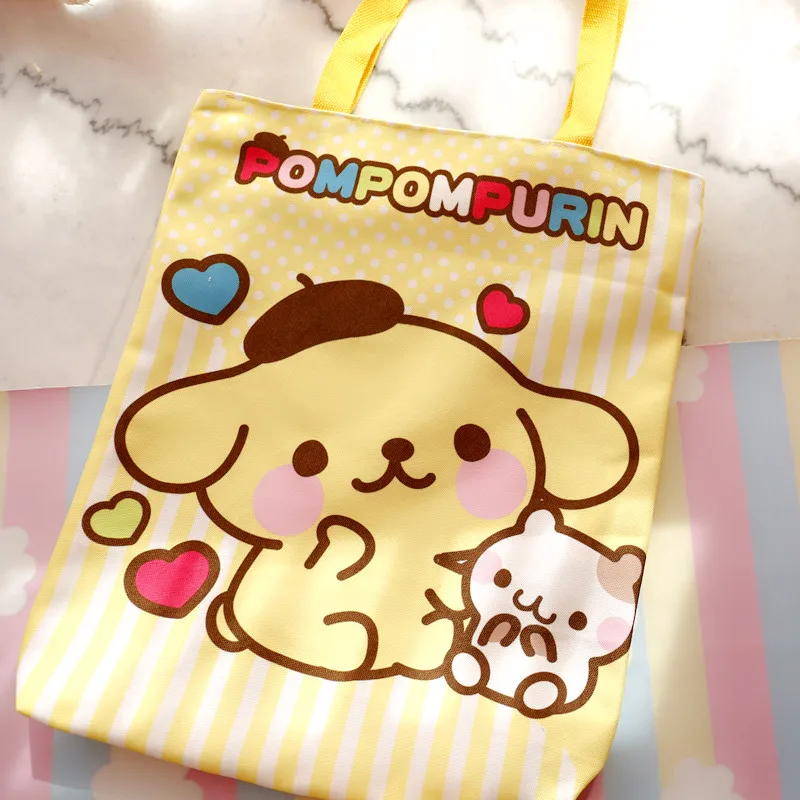 Мультяшная Hello Kitty Melody Cinnamoroll pompomprin Dog Холщовая Сумка для покупок женская сумка на плечо Детская сумка для обеда Эко сумка-тоут