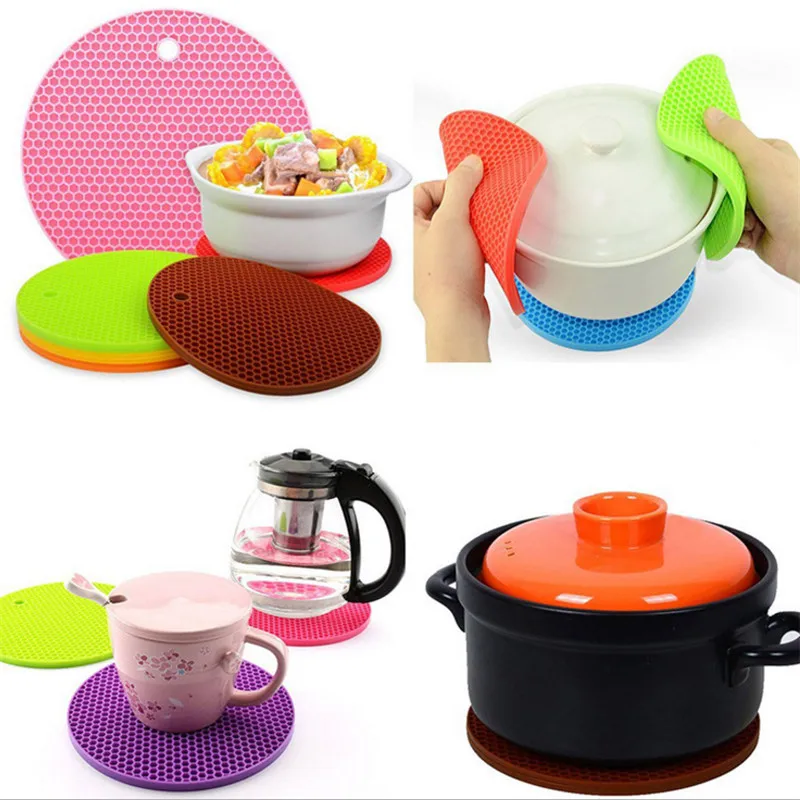 

1pcs 18cm Multifunction Food Grade Silicone Insulation Pad Kitchen Gadget Silicone Anti-hot Pad Kitchen Accessories Cozinha-S
