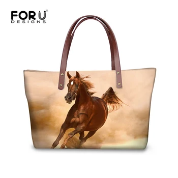 

FORUDESIGNS Horse Animals Printing Handbags Women Big Capacity Boston Bags Female Daily Casual Shoulder Tote Waterproof Fashion