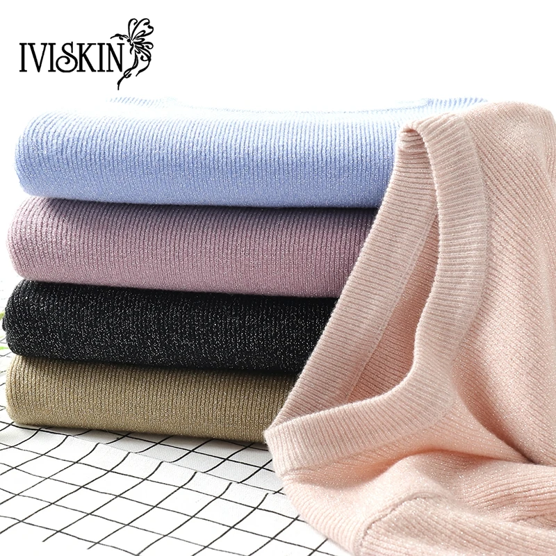 

IVISKIN Bright Thread Sweaters Women Autumn and Winter Long Sleeve Knit Pull Pullover Femme 2018 Basic Women Sweater