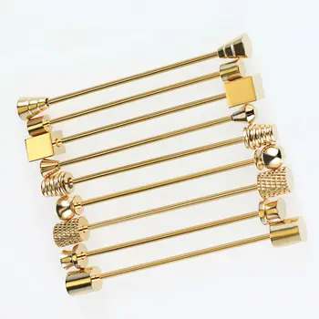 

2016 Hot 9 Style Men's Stainless Steel Gold Collar Pin 6cm Brooch Tie Collar Pin Round Head for Skinny Tie Shirt With Collar