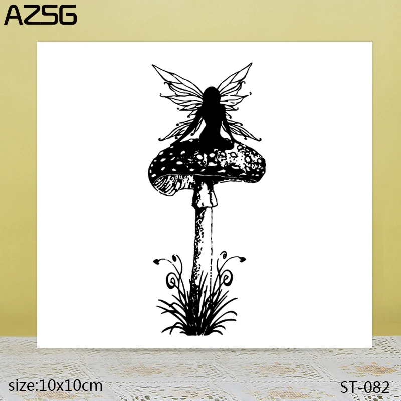 

AZSG Pretty Fairy / Angel Mushroom Clear Stamps/Seals For DIY Scrapbooking/Card Making/Album Decorative Silicone Stamp Crafts