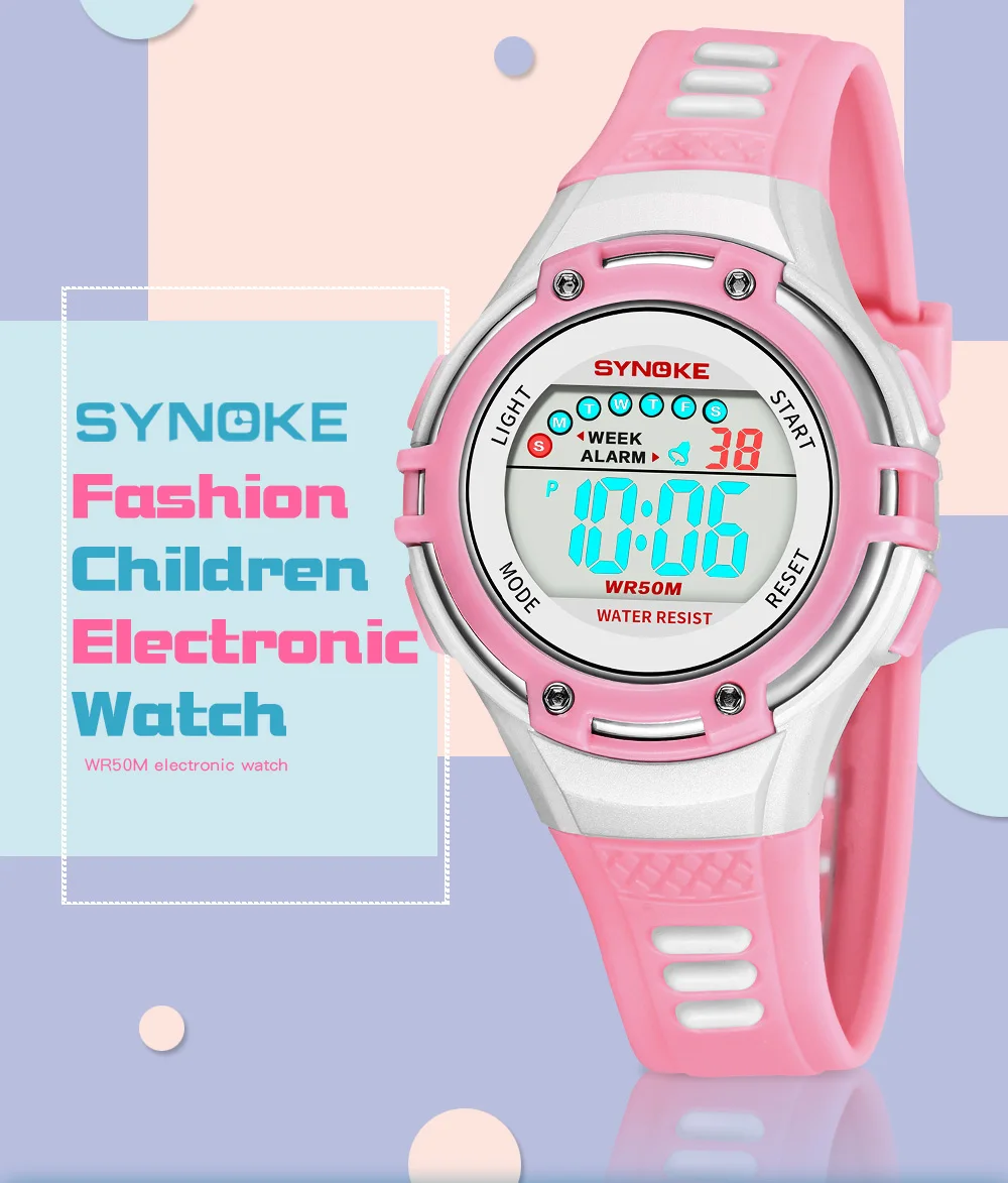 SYNOKE часы дети мода 50 м водонепроницаемый студент, дети, часы цифровой светодиодный Будильник Дата повседневные спортивные часы для мальчиков девочек reloj