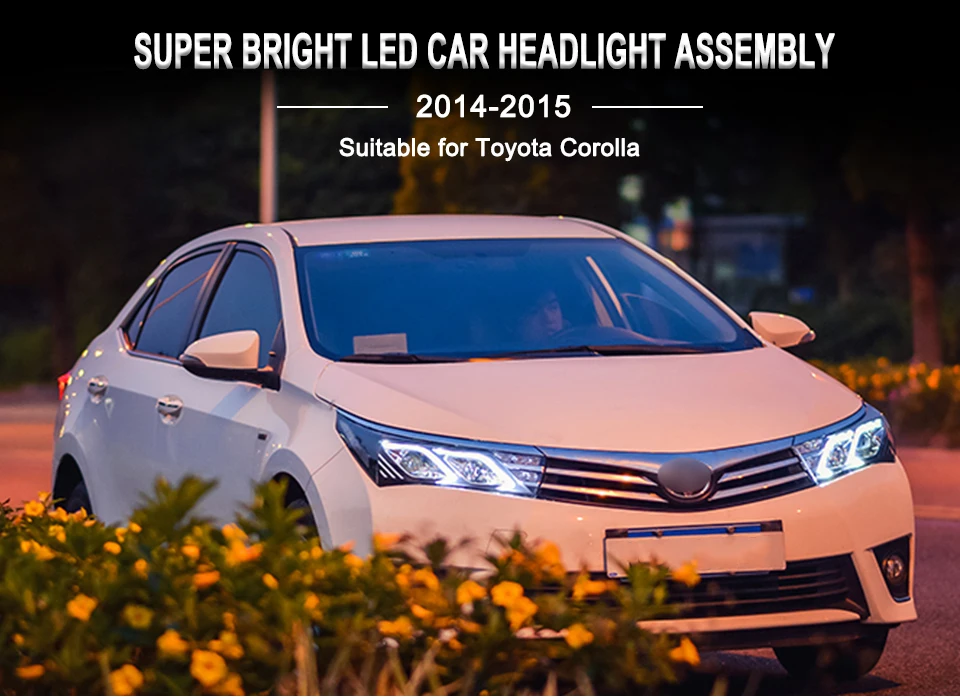 AcooSun LED Car Headlight Assembly For Toyota Corolla 2014 2015 DRL Turn Signal Lights Projector Lens Plug and Play Head Light (1)