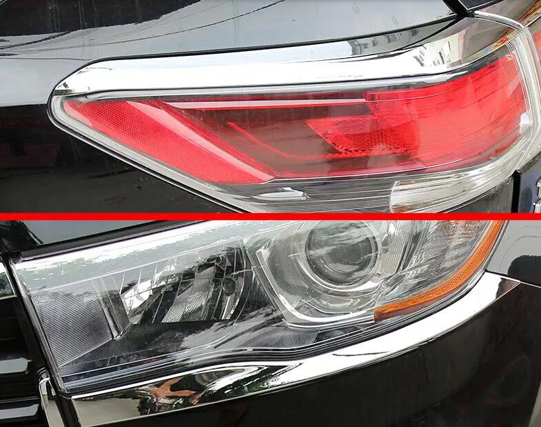 

ABS Chrome Headlight And Tail Light Eyelid Trim For Toyota Highlander 2014-2017 Car Accessories Stickers