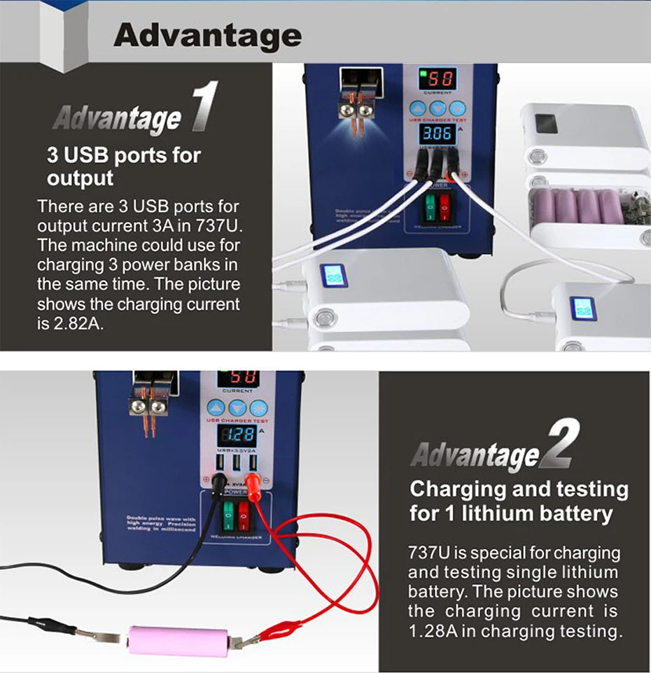 carregamento usb para 18650 bateria pacote solda