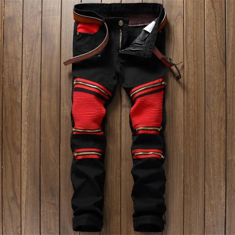 red patch jeans