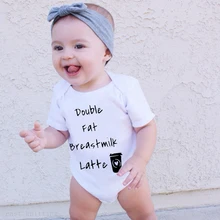 New Casual Newborn Baby Boy Girl Short Sleeve Letter Print Double Fat Breast Milk Latte Cotton Romper Baby Clothes White daddy
