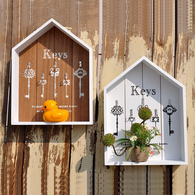 

Storage Boxes Wall Hook Hanger Wood Storage Holder Flower Pots Key Holder Storage Box Wooden Sundries Hang Wood Boxes