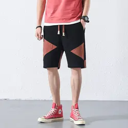 M-3XL Лето 2018 г. модного цвета, в стиле пэчворк модные для мужчин S короткие повседневное черный хлопок 100% Бермуды короткие шорты hommes