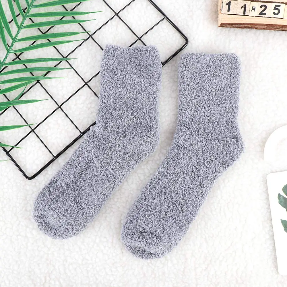 1 пара Очень уютные кашемировые бархатные носки мужские зимние теплые сон кровать пол домашние носки chaussette homme - Цвет: Grey