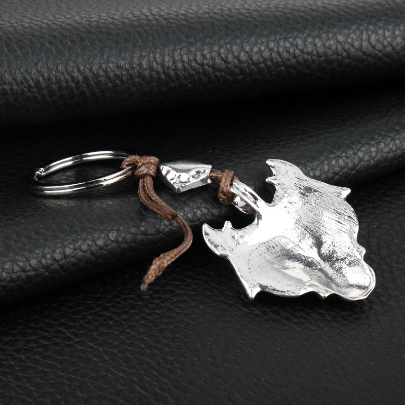 Vintage la mitología nórdica vikingo cabeza de Lobo llavero hombres joyería de las mujeres talismán amuleto anillo coche llave cadena llaveros baratija