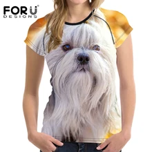 FORUDESIGNS футболка тренажер для бега для фитнеса для спорта женские милые Shih Tzu собака печатных Йога спортивные рубашки быстросохнущая Tes Укороченная рубашка