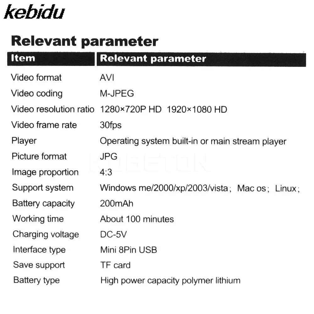 Kebidu 1 шт. 1080 P x 720 P 8 Pin USB AVI цифровая камера инфракрасная Ночная видеокамера Спортивная мини камера видеокамера SQ8 HD DV веб-камера