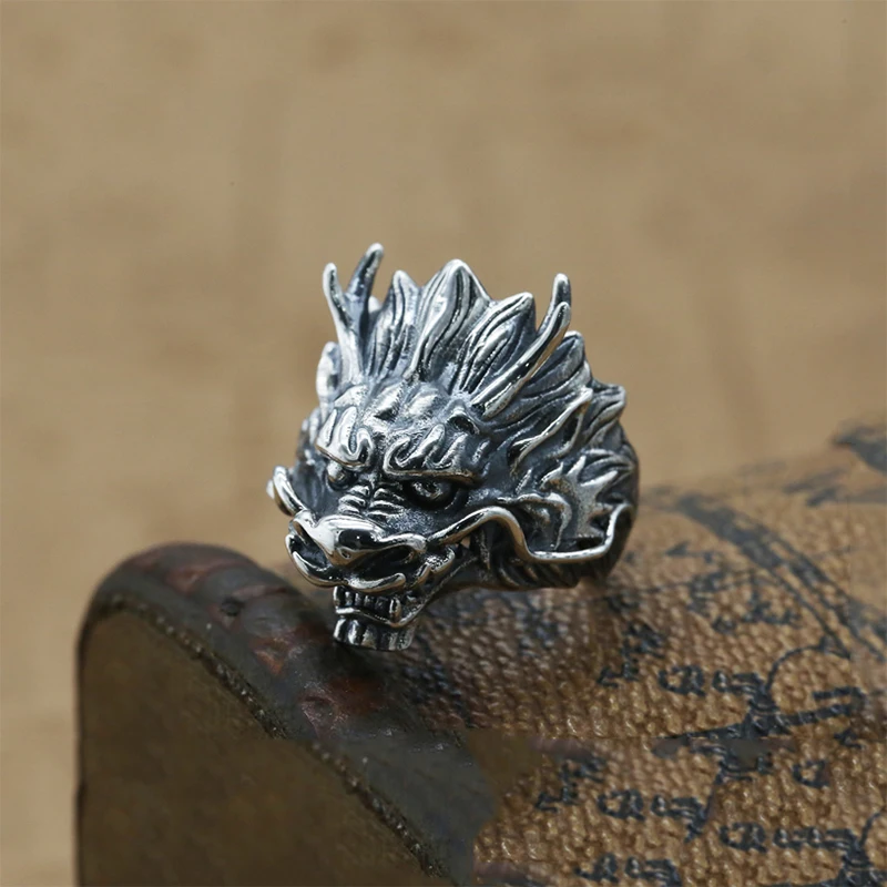 Кольцо Dragon King ювелирное изделие из 100% настоящего серебра в стиле панк рок