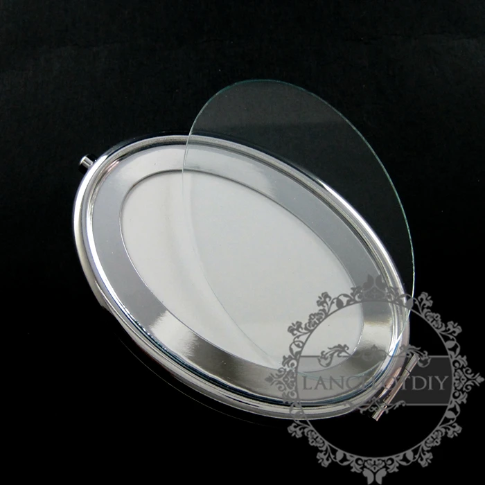 65x95 мм металлическая овальная пустая Базовая рамка Винтажный стиль бронза, серебристый компактный карманный зеркальный поднос стеклянный кабошон 1502061
