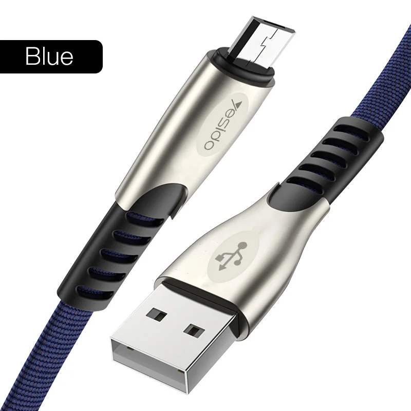 Yesido CA24 кабель Micro USB из цинкового сплава для быстрой зарядки USB кабель для передачи данных для samsung huawei Android Phone Tablet Micro USB кабели - Цвет: Blue